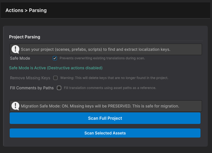 Animation of clicking Update Keys and the result as created files